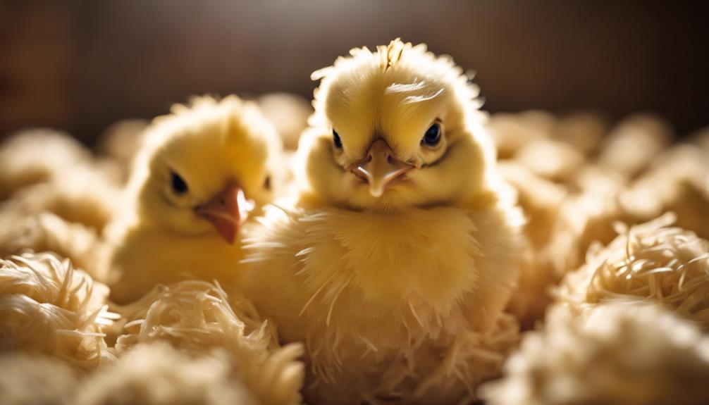 brooding chicks with bedding
