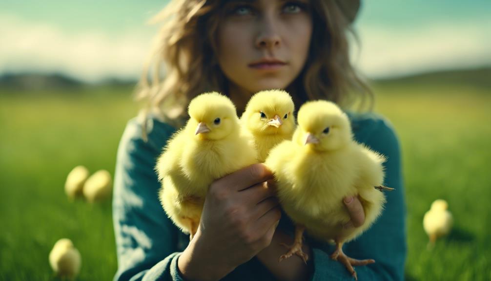 chicks balanced on backs