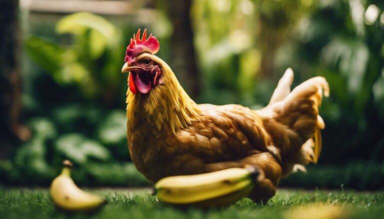 feeding bananas to chickens