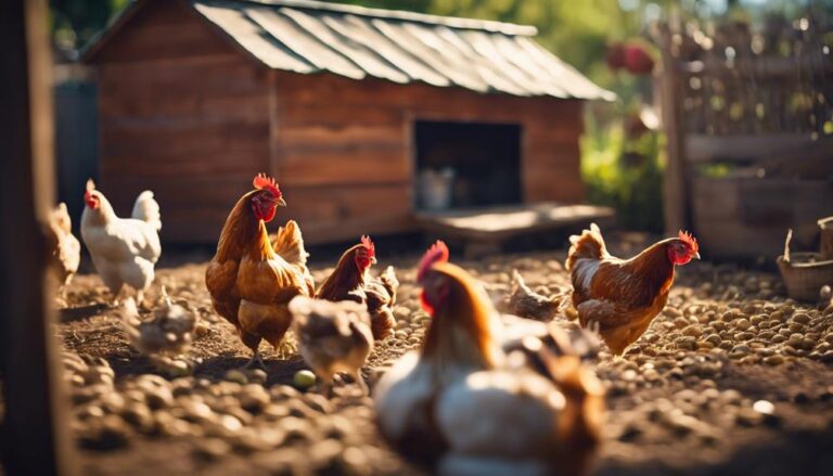 feeding chickens in enclosure